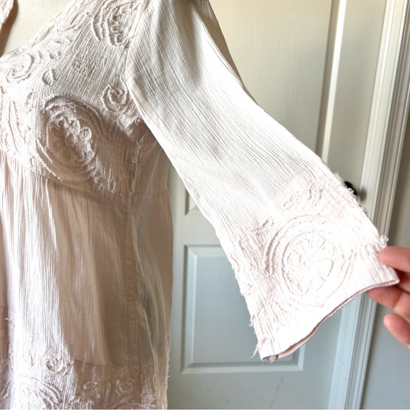 Sundance Embroidered 3/4 Sleeve Cotton High Low Boho Tunic Blouse—SZ. Small - Picture 5 of 14